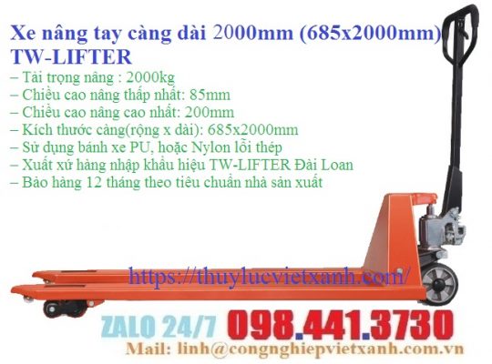 Xe nâng tay càng dài 2000mm
