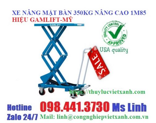 Xe nâng mặt bàn 350kg nâng cao 1m585
