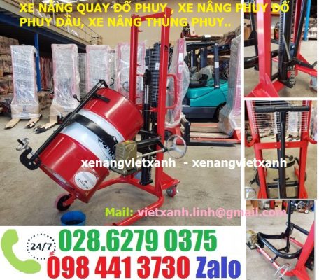xe nâng quay đổ phuy cao 1m4