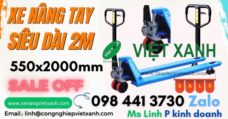 Xe nâng tay sieu dài 550x2000mm